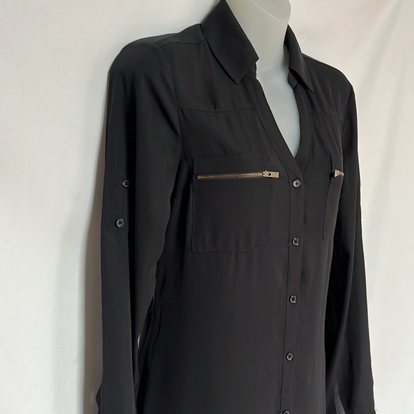 Express‎ Black Portofino Shirt Dress Gold Details Size XS - Picture 5 of 14